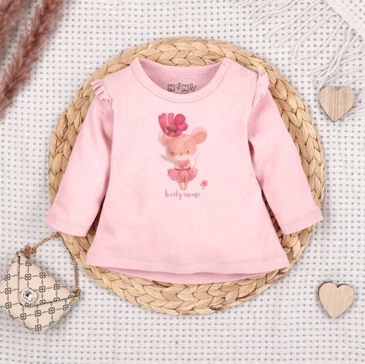 Blusa bebé Pequeños Ratones algodón orgánico estampado ratones
