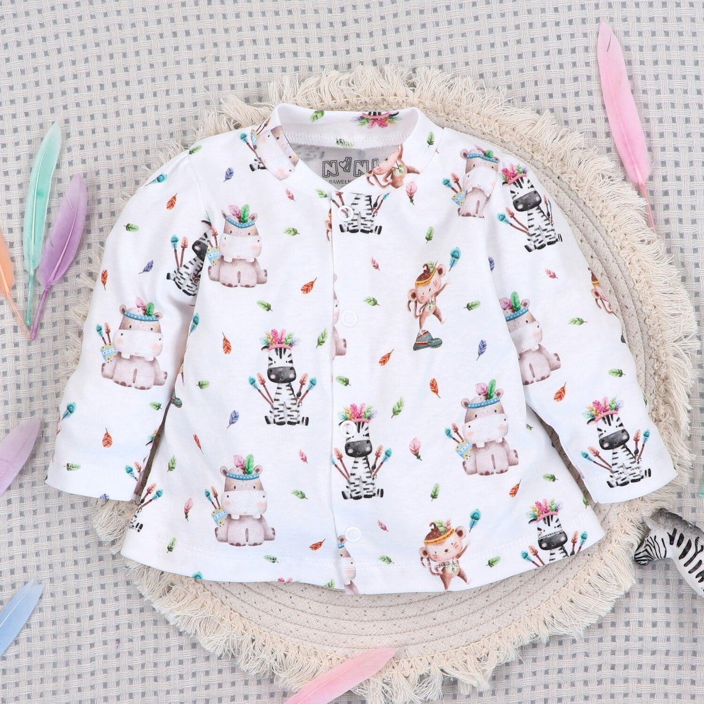 Camiseta envolvente bebé Happy Animals algodón orgánico