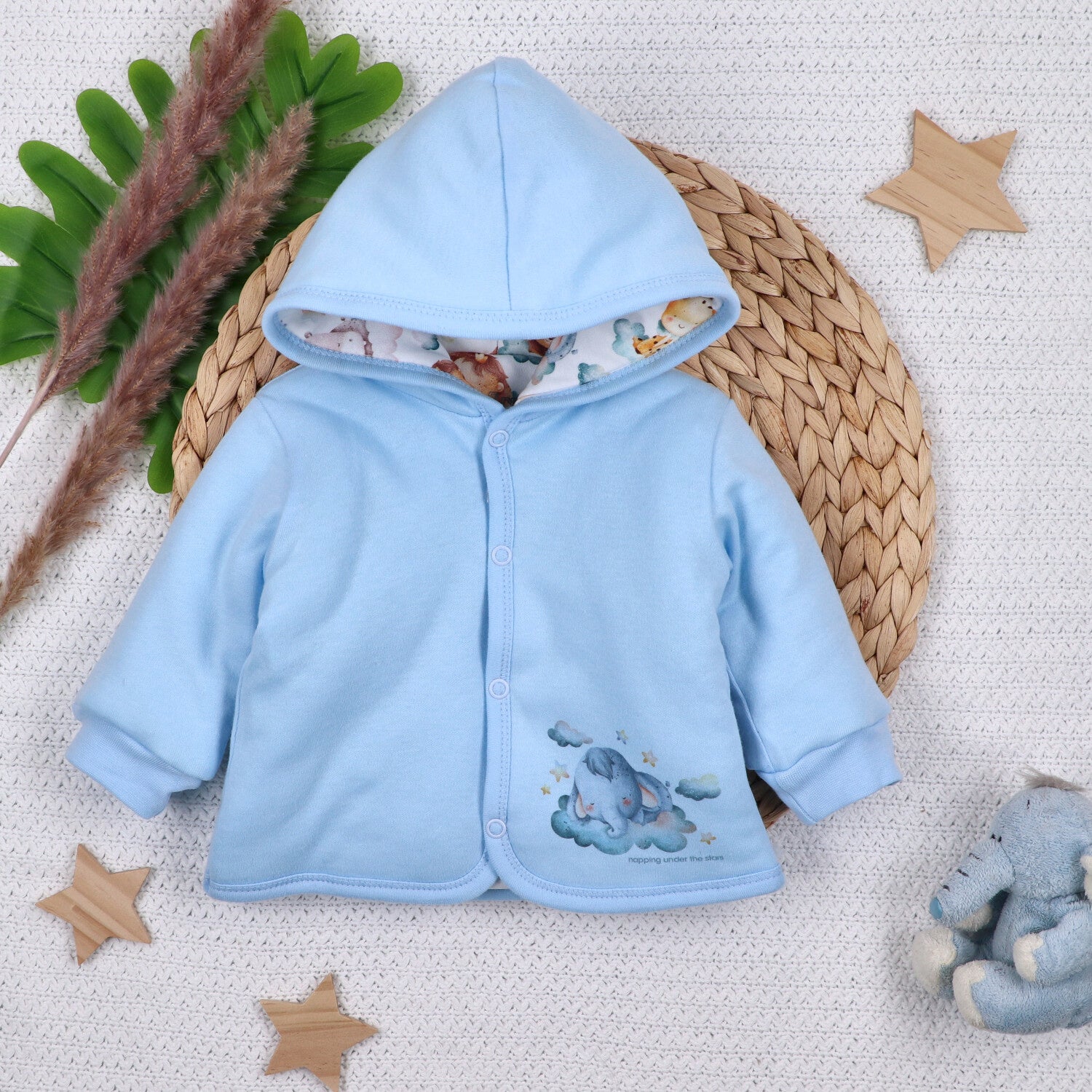 Chamarra bebé LITTLE DREAMERS algodón orgánico acolchada azul