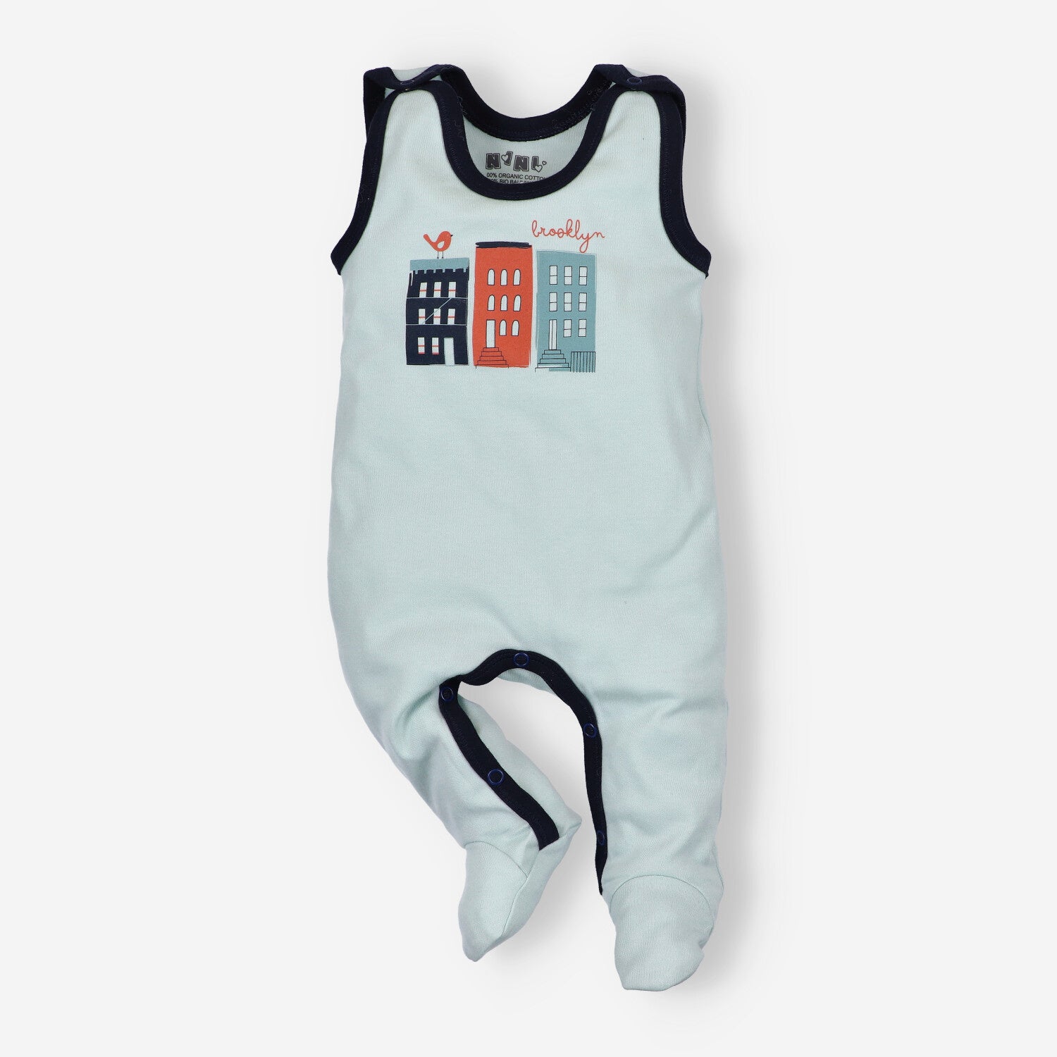 Mameluco bebé niño menta Casitas NINI algodón orgánico OEKO-TEX